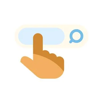 Hand cursor clicking search bar magnifying glass icon Stock Illustration