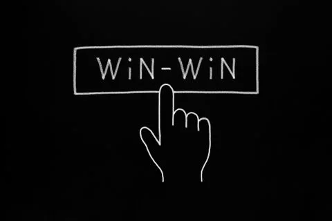 Hand cursor clicking win-win button 스톡 일러스트