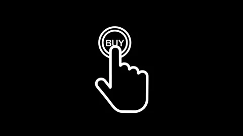 Hand cursor clicks buy button animation on black background, online shoppin.. Stock Footage 345547754