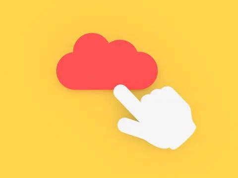 Hand cursor clicks on a cloud. Stock Illustration