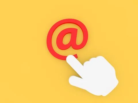 Hand cursor clicks on email. Stock Illustration