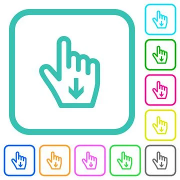 Hand cursor down outline vivid colored flat icons Stock Illustration