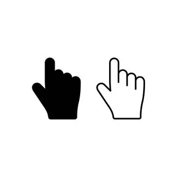 Hand cursor, hand clicks or mouse pointer icon flat on isolated white backgro Stock Illustration