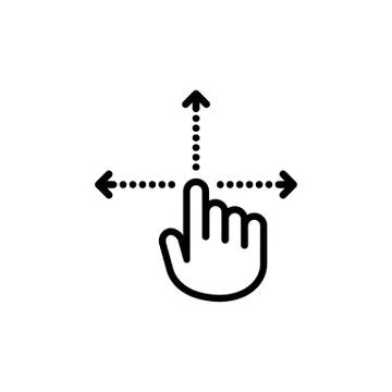 Hand cursor icon. Dotted kines pointing in different directions. Vector on is Stock Illustration