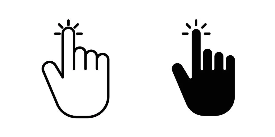Hand cursor icon drawing lines. Silhouette style vector bundle Stock Illustration