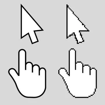 Hand cursor icon with an index finger and arrow. Stock Illustration