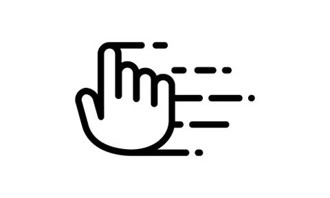 Hand cursor icon with motion lines. Vector on isolated white background. EPS  Stock Illustration