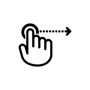 Hand cursor icon moving horizontally. Vector on isolated white background. EP Stock Illustration