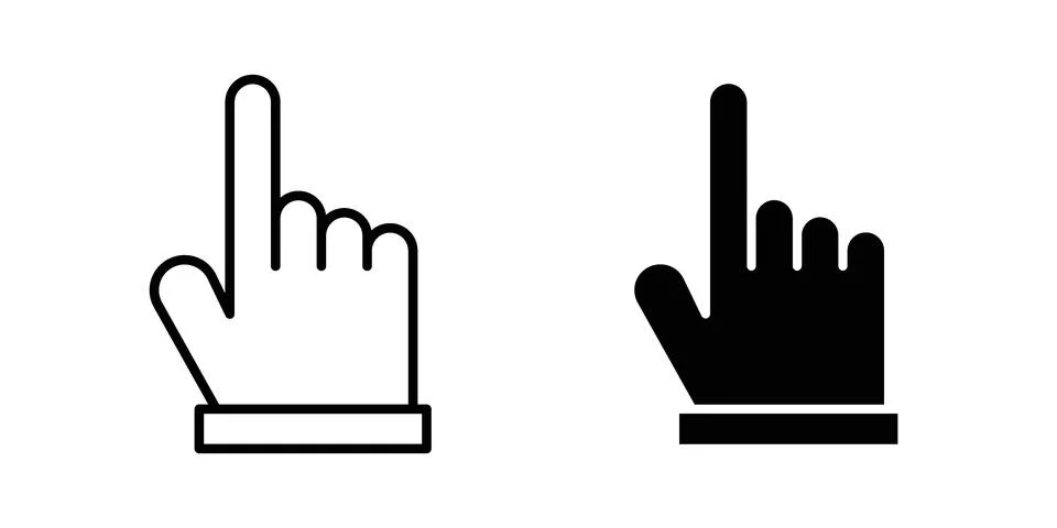 Hand cursor icon pack with silhouette and stroke web icons 库存插图