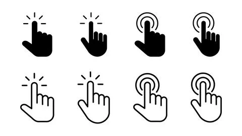 Hand cursor icon set. cursor icon vector. hand cursor icon click Stock-Illustration