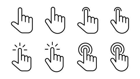 Hand cursor icon set. cursor icon vector. hand cursor icon click Stock Illustration