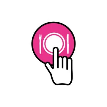 Hand cursor index with restaurant app 스톡 일러스트
