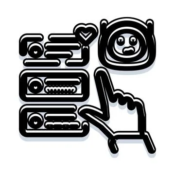 Hand cursor interacting with user interface elements 库存插图