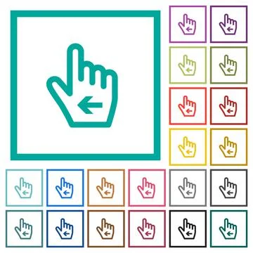Hand cursor left outline flat color icons with quadrant frames イラスト素材