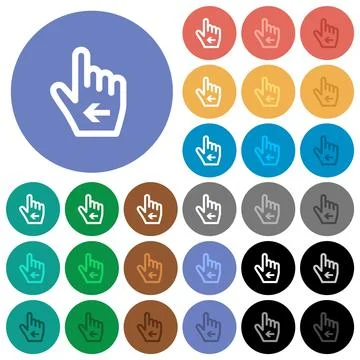 Hand cursor left outline round flat multi colored icons Stock Illustration