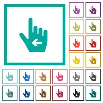 Hand cursor left solid flat color icons with quadrant frames Stockillustratie