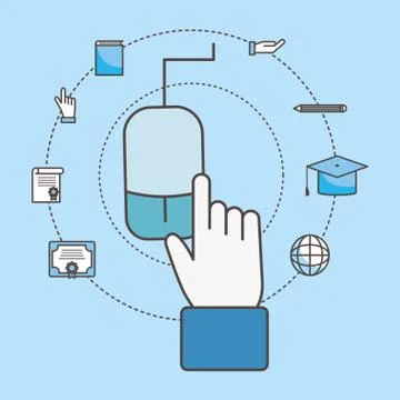 Hand cursor mouse and social media icon set vector design Illustrazione stock