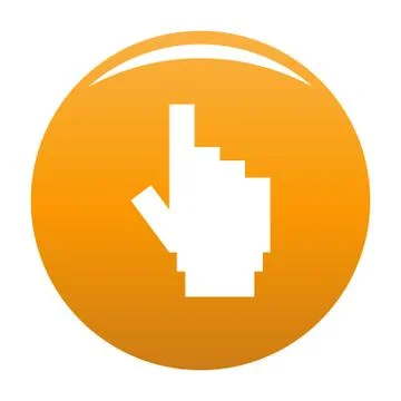 Hand cursor pixel icon vector orange Stock Illustration