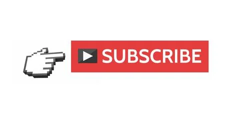 Hand cursor pointing at subscribe button with play icon, boosting online Stock Illustration
