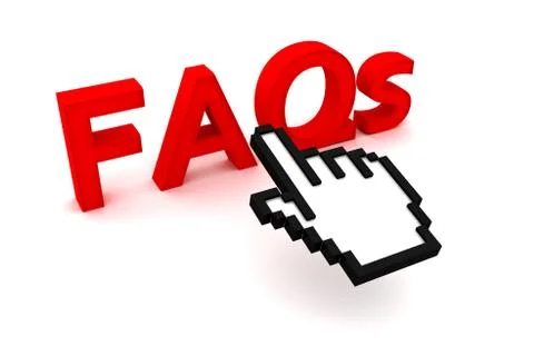 Hand cursor presses the word FAQs Stock Illustration