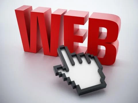 Hand cursor on red web word Stock Illustration