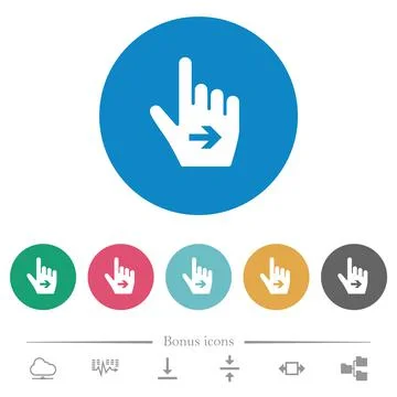 Hand cursor right solid flat round icons Stock Illustration
