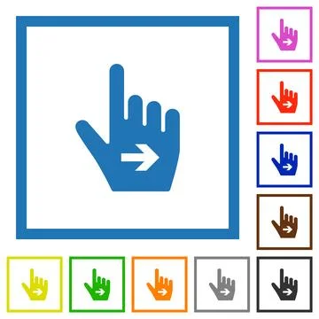 Hand cursor right solid flat framed icons Illustrazione stock