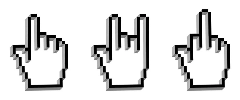 Hand cursor set Three hand cursors in different gestures over white backgr... Stock Photos