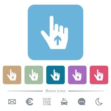 Hand cursor up solid flat icons on color rounded square backgrounds Illustrazione stock