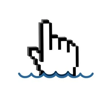 Hand cursor submerged under water. Stock Illustration