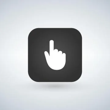 Hand cursor symbol over application button. Modern, simple flat vector illust Stock Illustration