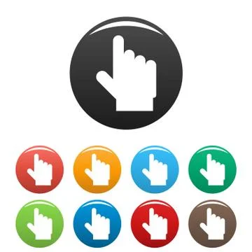Hand cursor website icons set color vector 스톡 일러스트