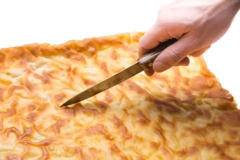 Hand cut with a knife traditional Turkish pastry Stock Photos