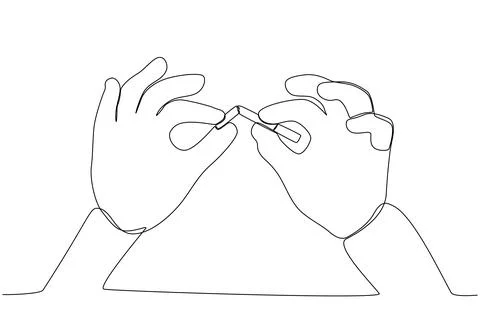 Hand cutting the end of a cigarette Stock Illustration