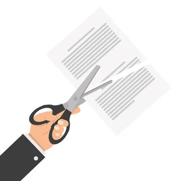 Hand cutting paper with scissors Stock Illustration