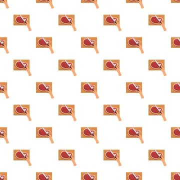 Hand cutting raw meat steak on cutting board pattern イラスト素材