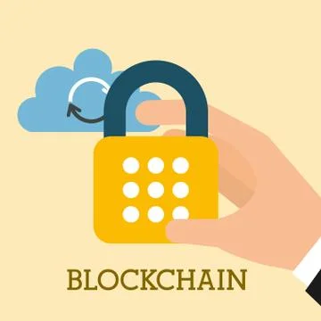 Hand cyber security cloud computing blockchain 스톡 일러스트