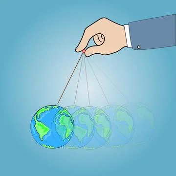 Hand with dangling globe Stock Illustration