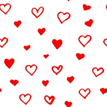 Hand darwn pattern with hearts Stock Illustration