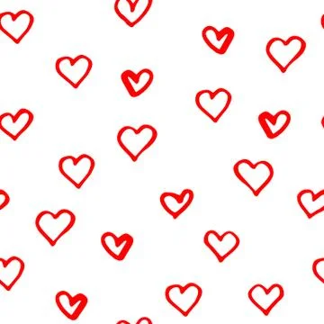 Hand darwn pattern with hearts Stock Illustration