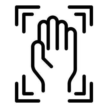 Hand data scan icon outline vector. Digital reader Illustrazione stock