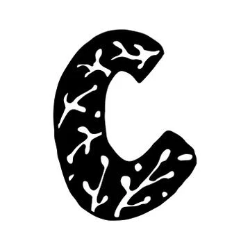 Hand dawn vector letter C isolated on white background Stock Illustration