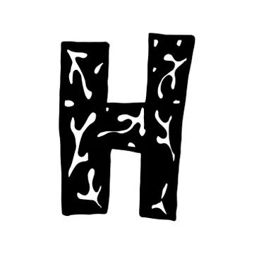 Hand dawn vector letter H isolated on white background Stock Illustration