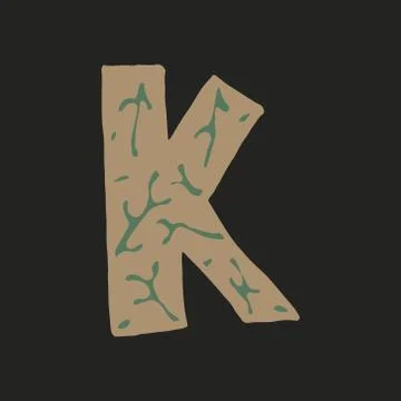 Hand dawn vector letter K isolated on white background Stock Illustration