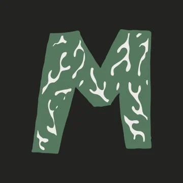 Hand dawn vector letter M isolated on white background Stock Illustration