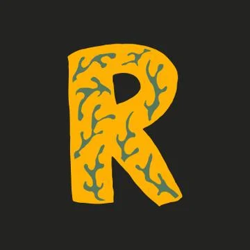 Hand dawn vector letter R isolated on white background Stock Illustration