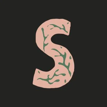 Hand dawn vector letter S isolated on white background Stock Illustration