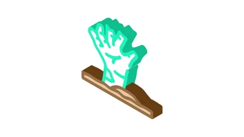 Hand dead zombie isometric icon animation Stock Footage 327294936