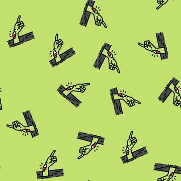 Hand dead zombie vector seamless pattern 库存插图