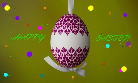 Hand-decorated easter egg with wax and  inscription Happy Easter Stock Photos